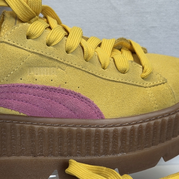 PUMA Rihanna X Fenty Yellow Pink Creeper Shoes Suede Platform 8.5 - Picture 6 of 16